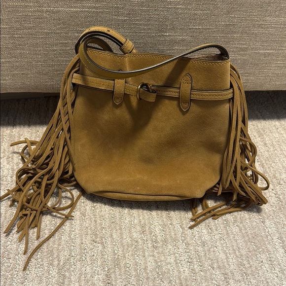 Ralph Lauren Pola Suede Leather Tan brown fringe Bag - Picture 6 of 12